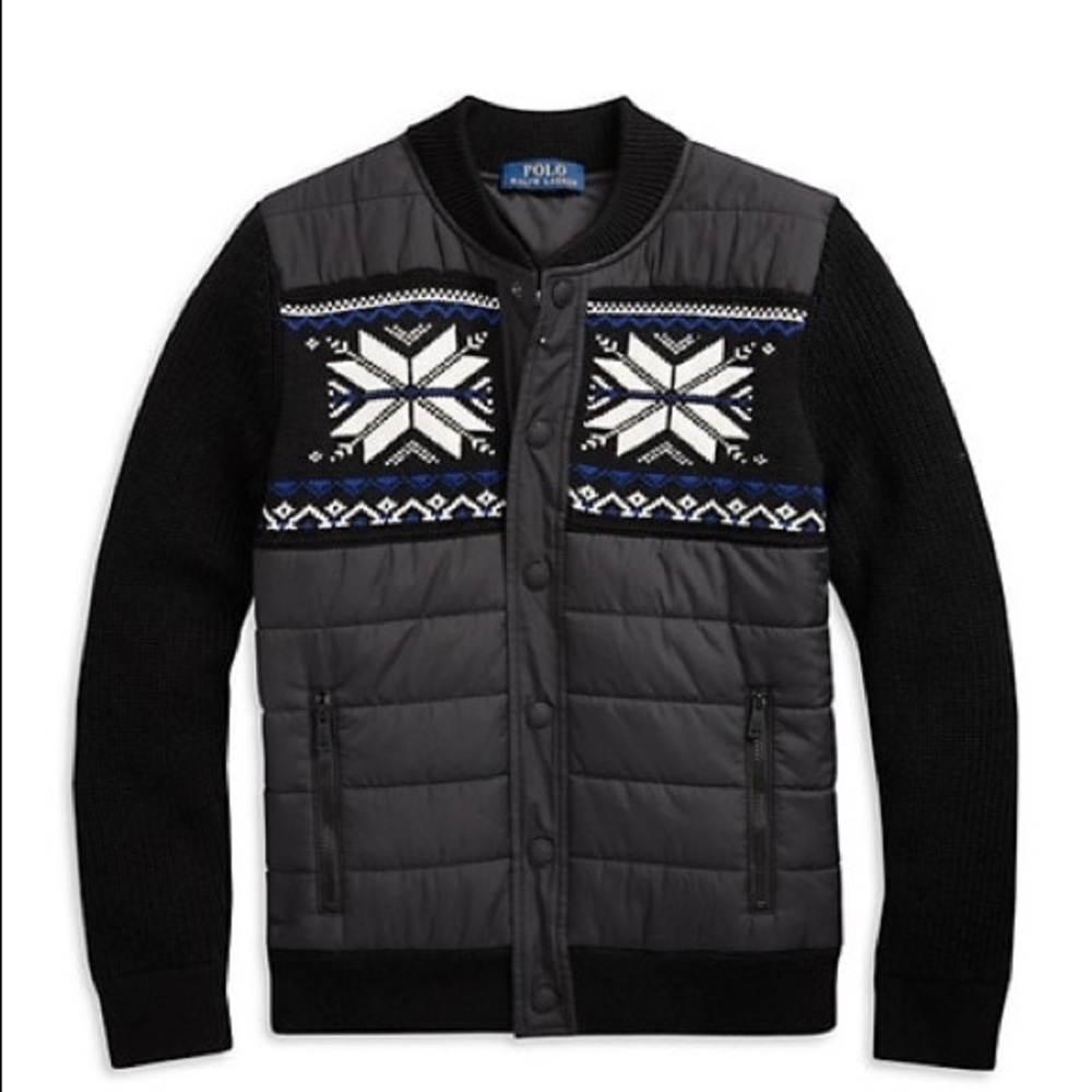 Polo Ralph Lauren toddler Hybrid Snowflake Wool-Blend Knit Puffer Sweater Jacket